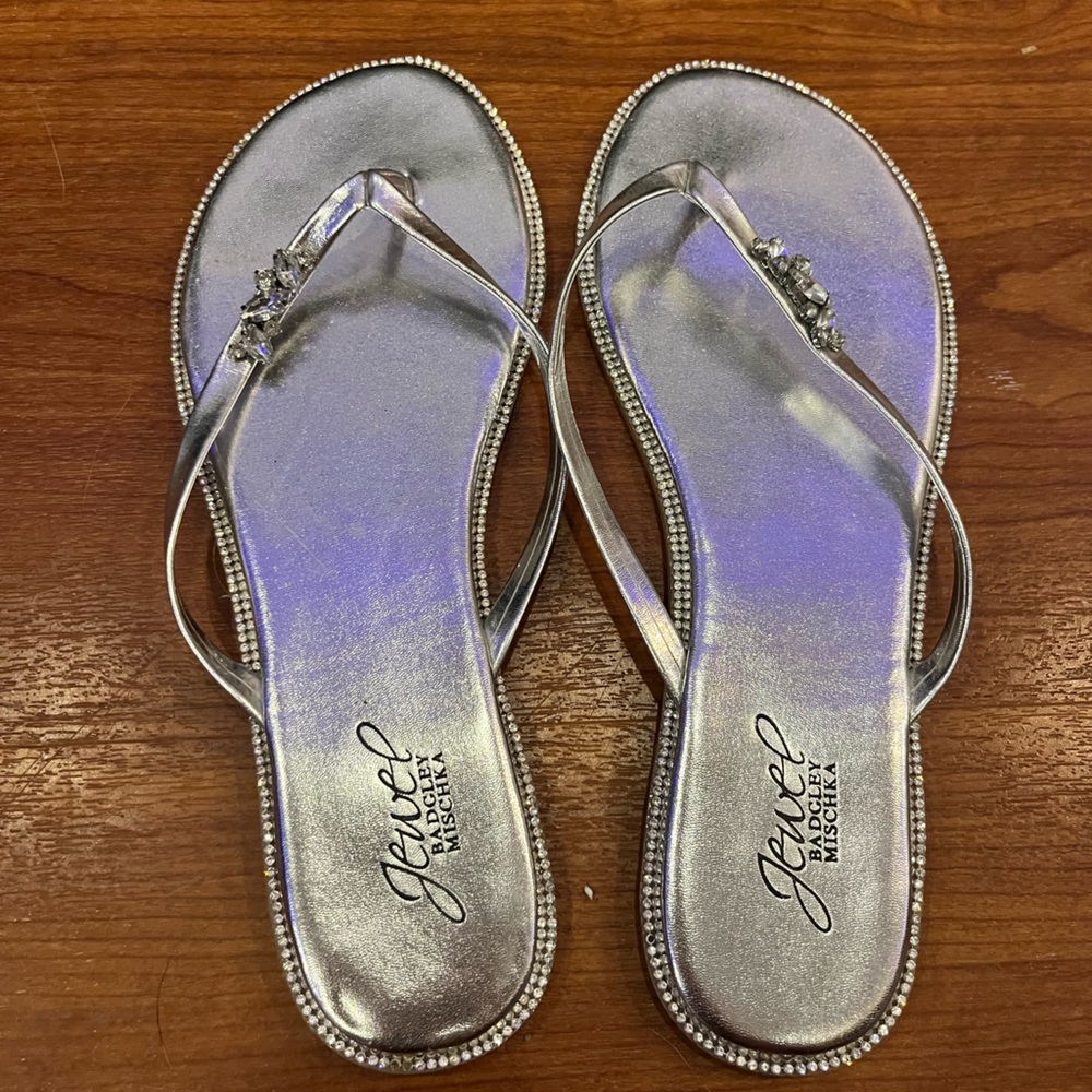 Silver Jewel Badgley Mischka flips flops size 9.5 from Nordstrom